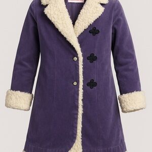 American Girl Purple Kids Coat with Cream Trim